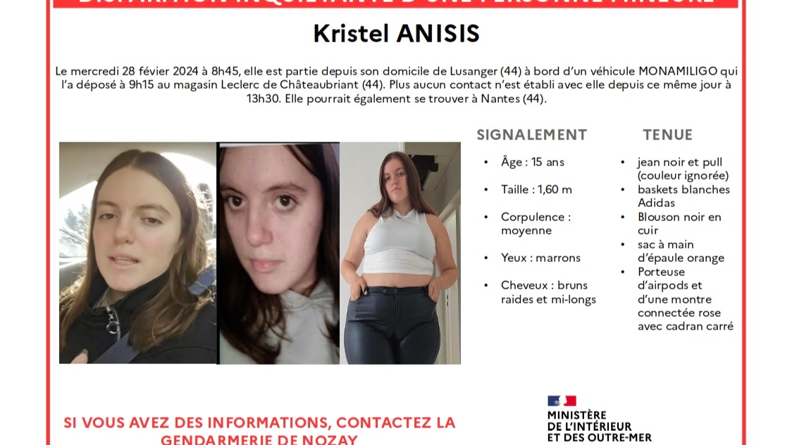 Disparition inquiétante à Châteaubriant : l'adolescente a été...