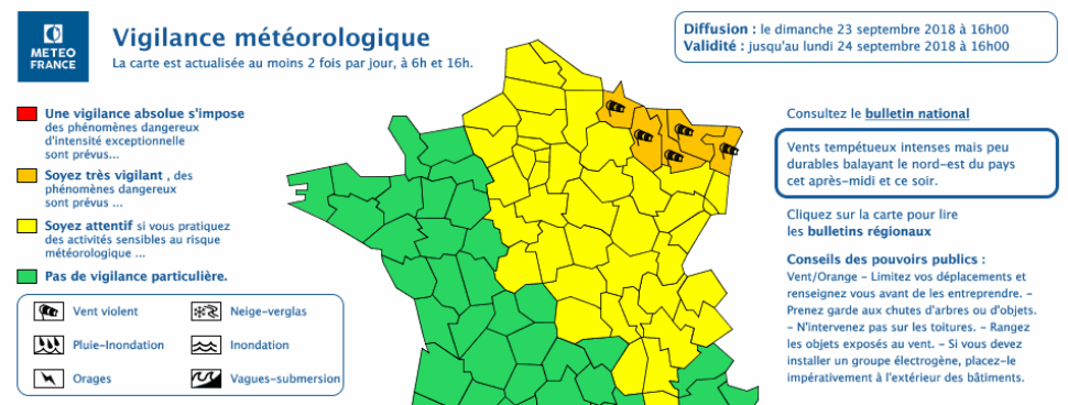 VENTS FORTS (mis à jour) | Vigilance orange dans le Bas-Rhin, jaune...
